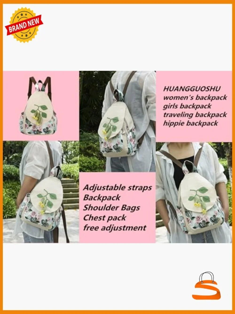 Hand-Knit Multi-Pocket Backpack for Travel School Work